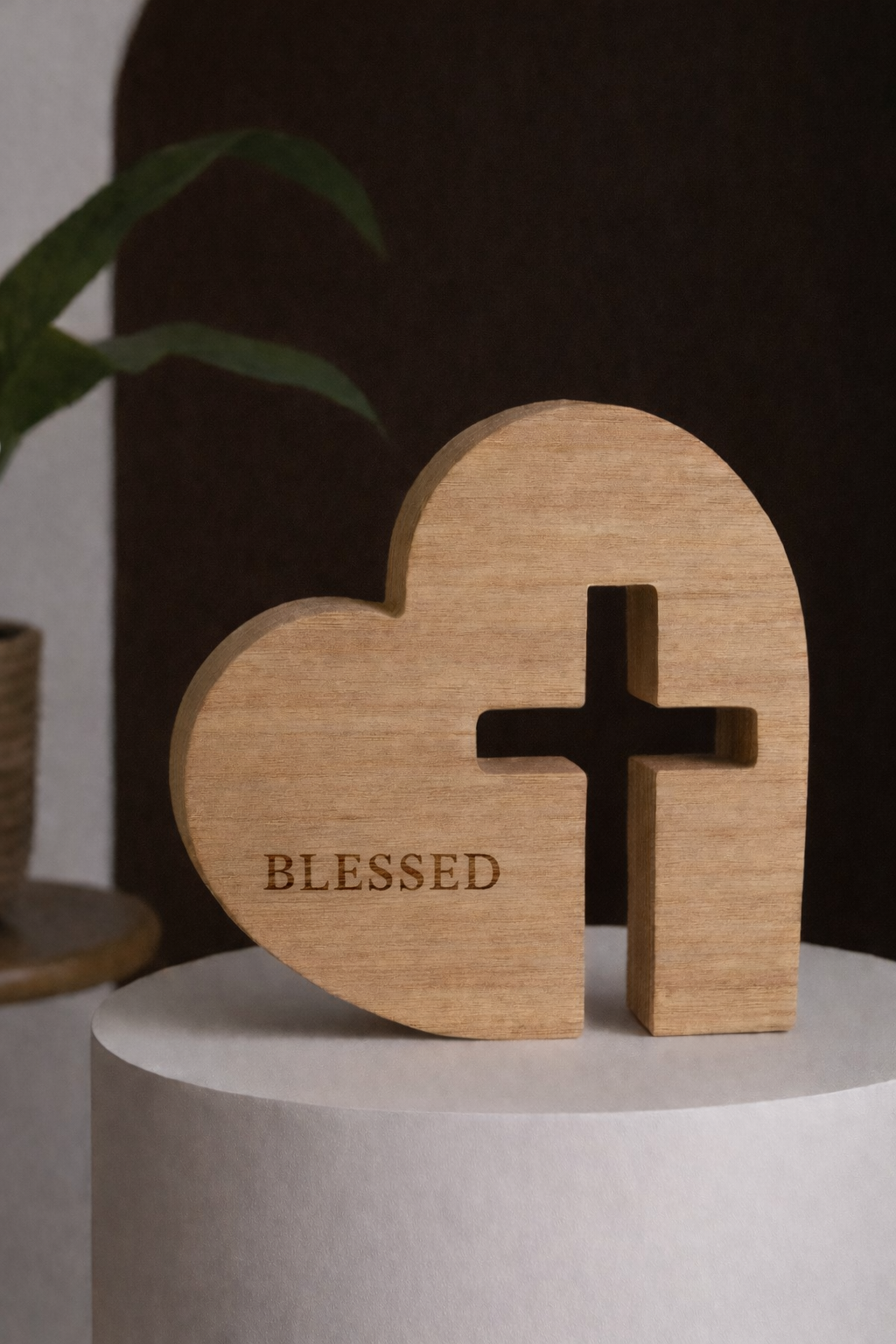 Heart-Shaped Cross Tabletop